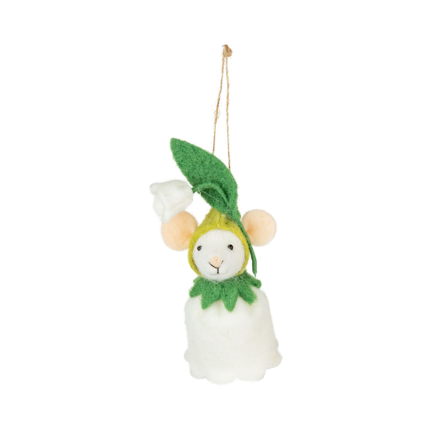 SHIP FEB 1/26 White lily of the valley mouse ornament, 5 in