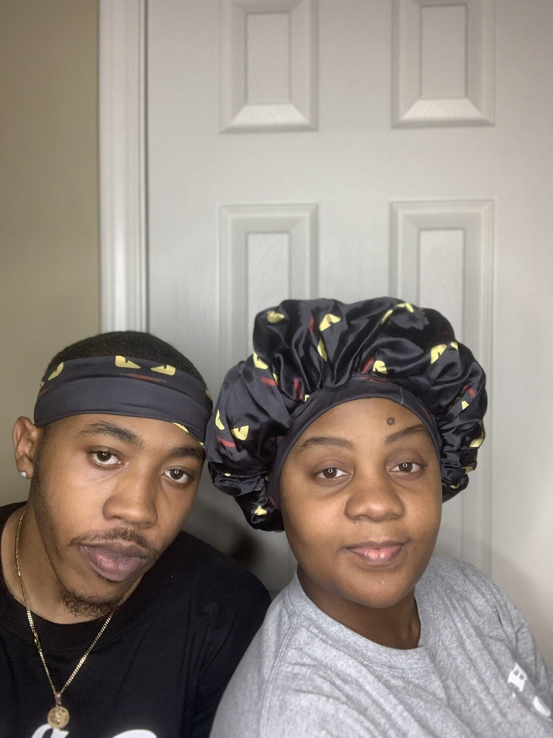 Black Fendi Bonnet & Headband Set