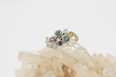 1cttw MT sapphire ring w/ accent diamonds - 14kw - Imagine Original design