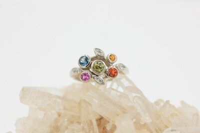 1cttw Fancy color MT sapphire ring w/ accent diamonds - 14kw - Imagine Original design