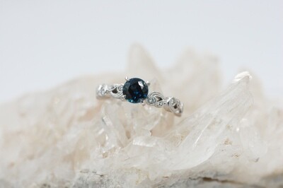 MT sapphire & diamond solitaire ring - 1ct sapphire/1/4cttw diamonds -14kw