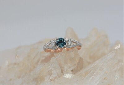 MT sapphire & diamond ring - 14k rose & wg -.80ct MT sapphire 1/3cttw diamonds