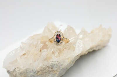 Custom black opal/diamond ring 14ky