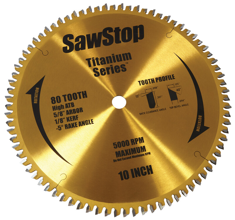 SAWSTOP TITANIUM SERIES PREMIUM WOODWORKING BLADE - 80 TOOTH BTS-P-80HATB