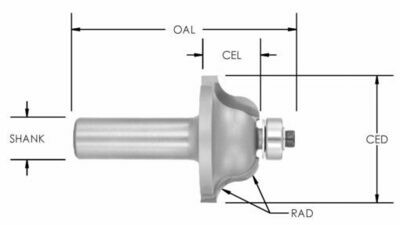SE2210 ROMAN OGEE CARBIDE TIPPED 2 FLUTE 2 SE2210 ROMAN OGEE CARBIDE TIPPED 2 FLUTE 2" DIA, 1" CE, 1/2"SHANK, 3/8" RAD