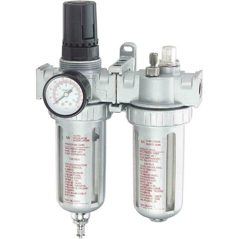 SHOP FOX D3272—Air/Moisture Filter/Regulator with Gauge & Lubricator