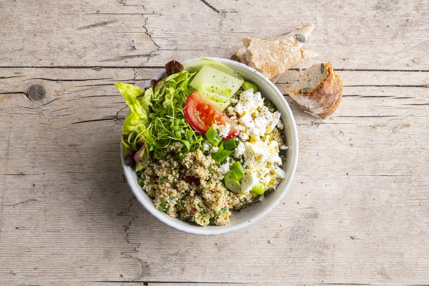 Quinoa-Venkel salade met Blauwe Kaas of Spek
