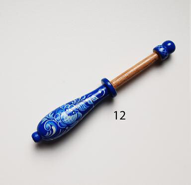 French Lacemaking Bobbins Made of Beech Hand Painted BLUE GZHEL