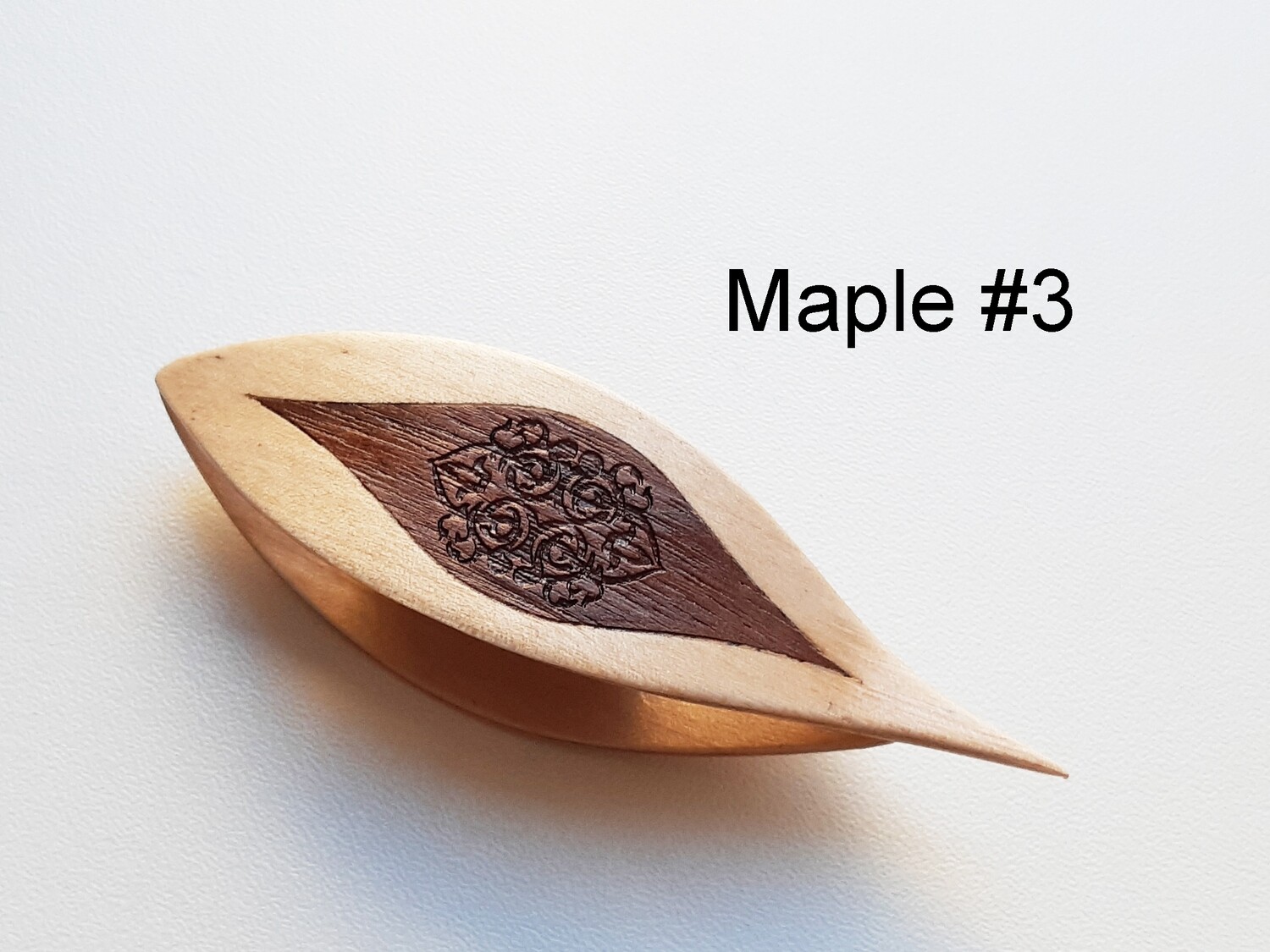 Tatting Shuttle With Pick Maple Walnut Inlay Engraving #3