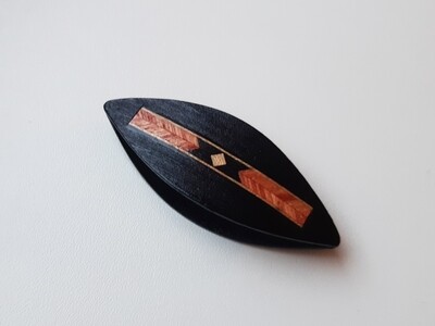 Small Tatting Shuttle Black Wood With Marquetry