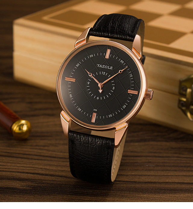 Montre Homme Cadrant Doré - Cuir Roman