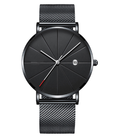 Montre Homme Simple Dorée - Bracelet Maille fine