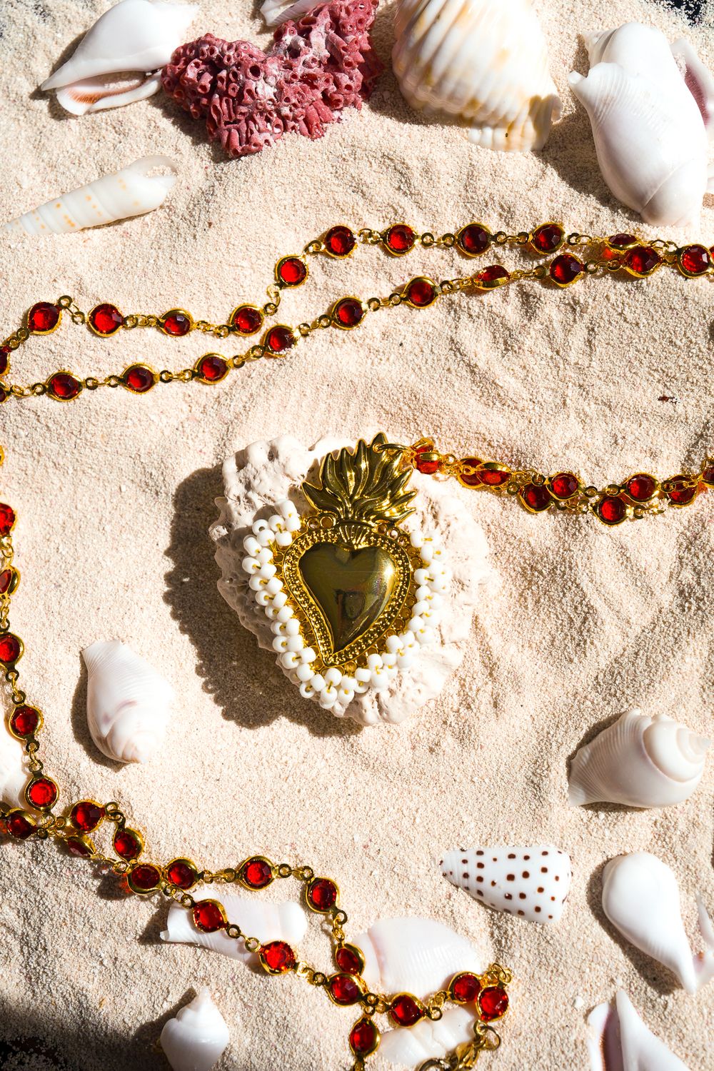 Collana Rossa Cuore Bianco
