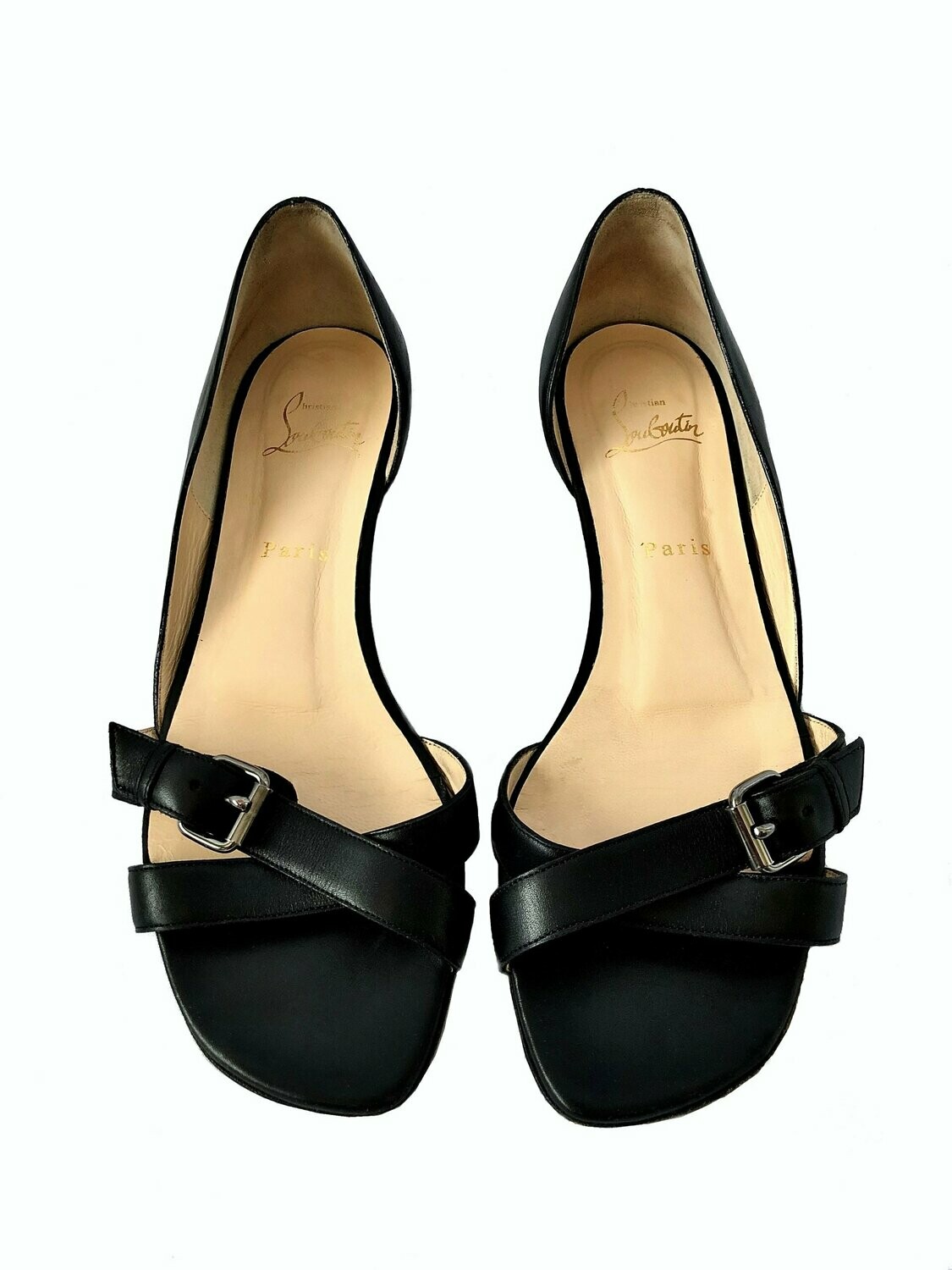 Christian Louboutin Black Nappa Flat Sandals UK 6