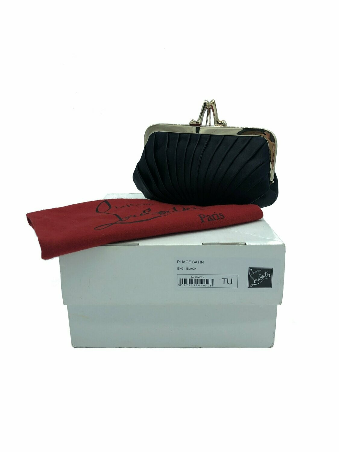 Christian Louboutin Pliage Satin Black Clutch