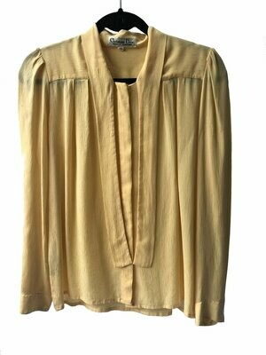 Christian Dior 1970's Yellow Silk Shirt UK 10