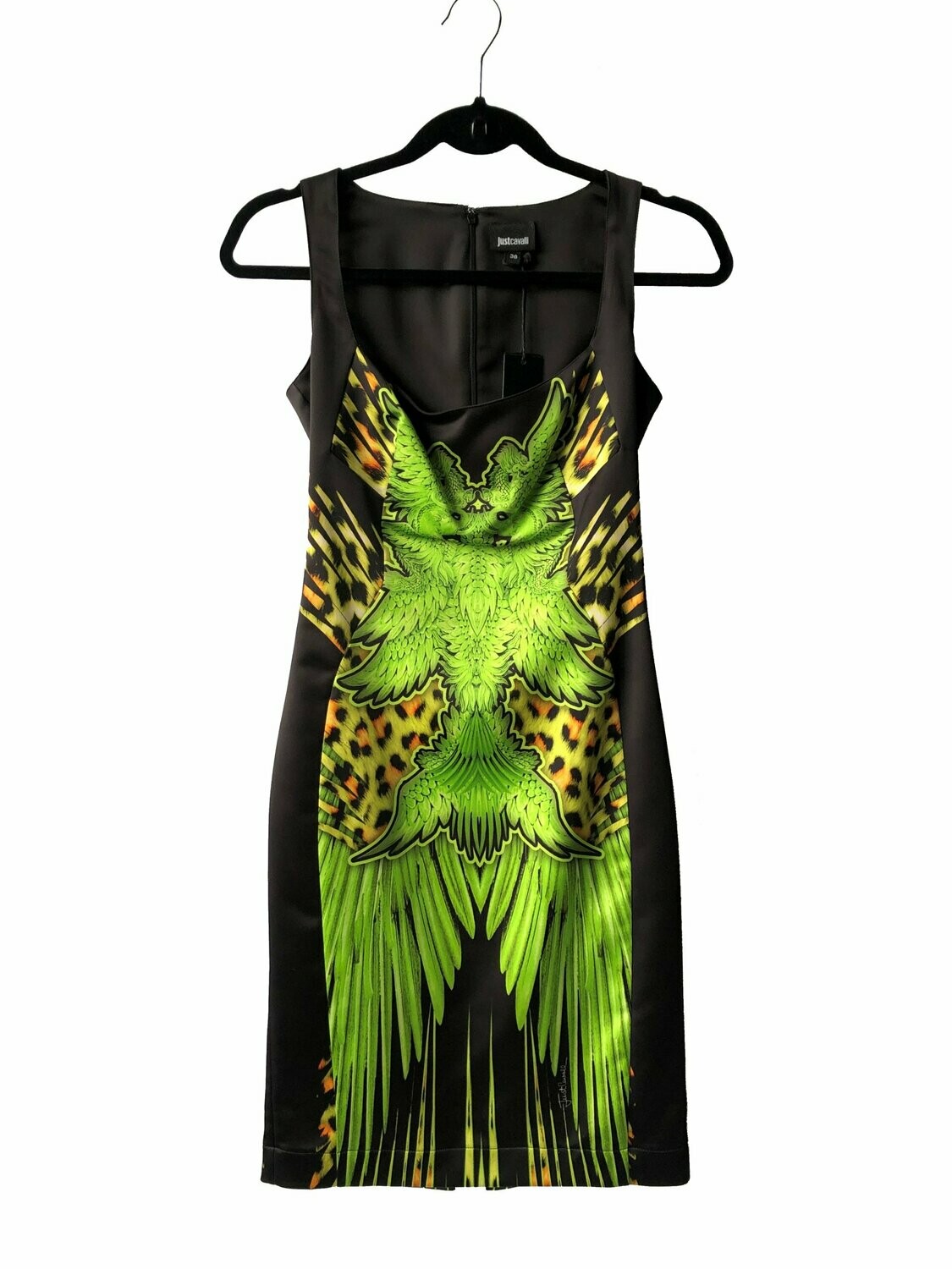 Roberto Cavalli Satin Safari Print Shift Dress UK 8