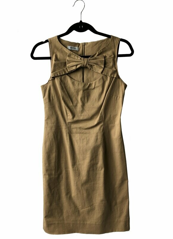 Moschino Camel Cut Out Bow Detail Shift Dress UK 8