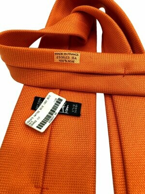 Hermes Orange Basket Weave Silk Tie