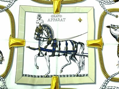 Hermes Vintage 1962 Grand Apparat Silk Scarf by Jacques Eudel in