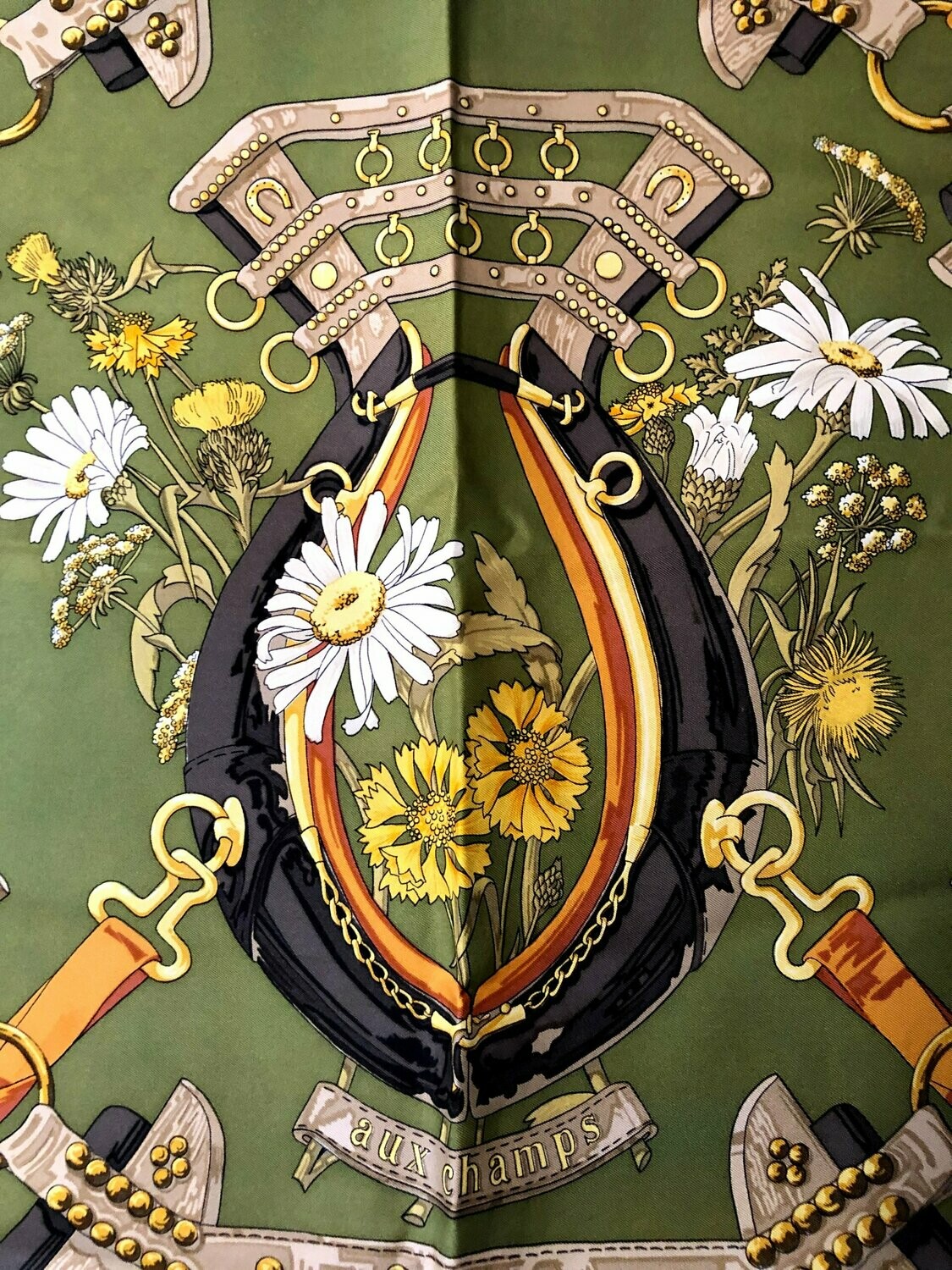 エルメスHermès Aux Champs Scarf Hermes Vintage 1970 Aux Champs Silk Scarf by Caty Latham in