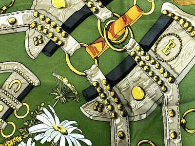 Hermes Vintage 1970 Aux Champs Silk Scarf by Caty Latham in