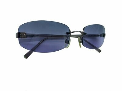 Chanel Vintage Rimless CC Purple Tinted Sunglasses