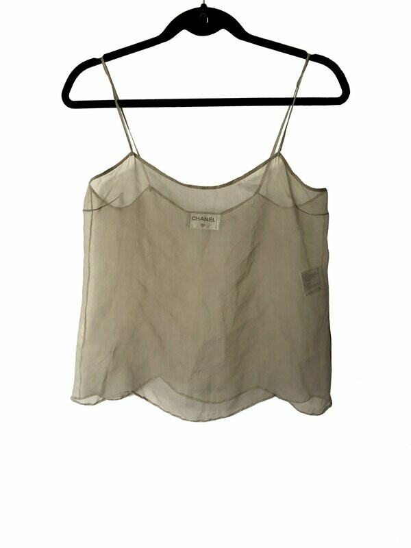 Chanel Silk Sheer Nude Camisole Top UK 8
