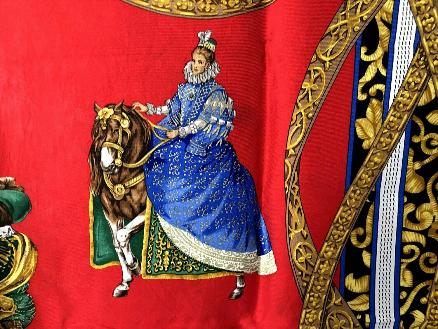 Loewe Vintage Velazquez Ecuestre Silk Scarf circa 1990
