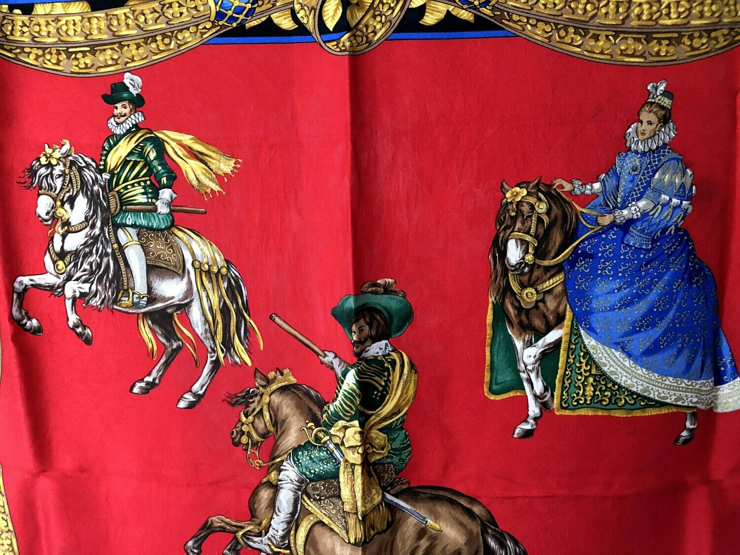 Loewe Vintage Velazquez Ecuestre Silk Scarf circa 1990