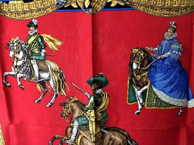 Loewe Vintage Velazquez Ecuestre Silk Scarf circa 1990 Loewe Vintage Velazquez Ecuestre Silk Scarf circa 1990