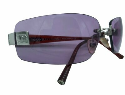 Chanel Vintage Rimless CC Pink Tinted Sunglasses
