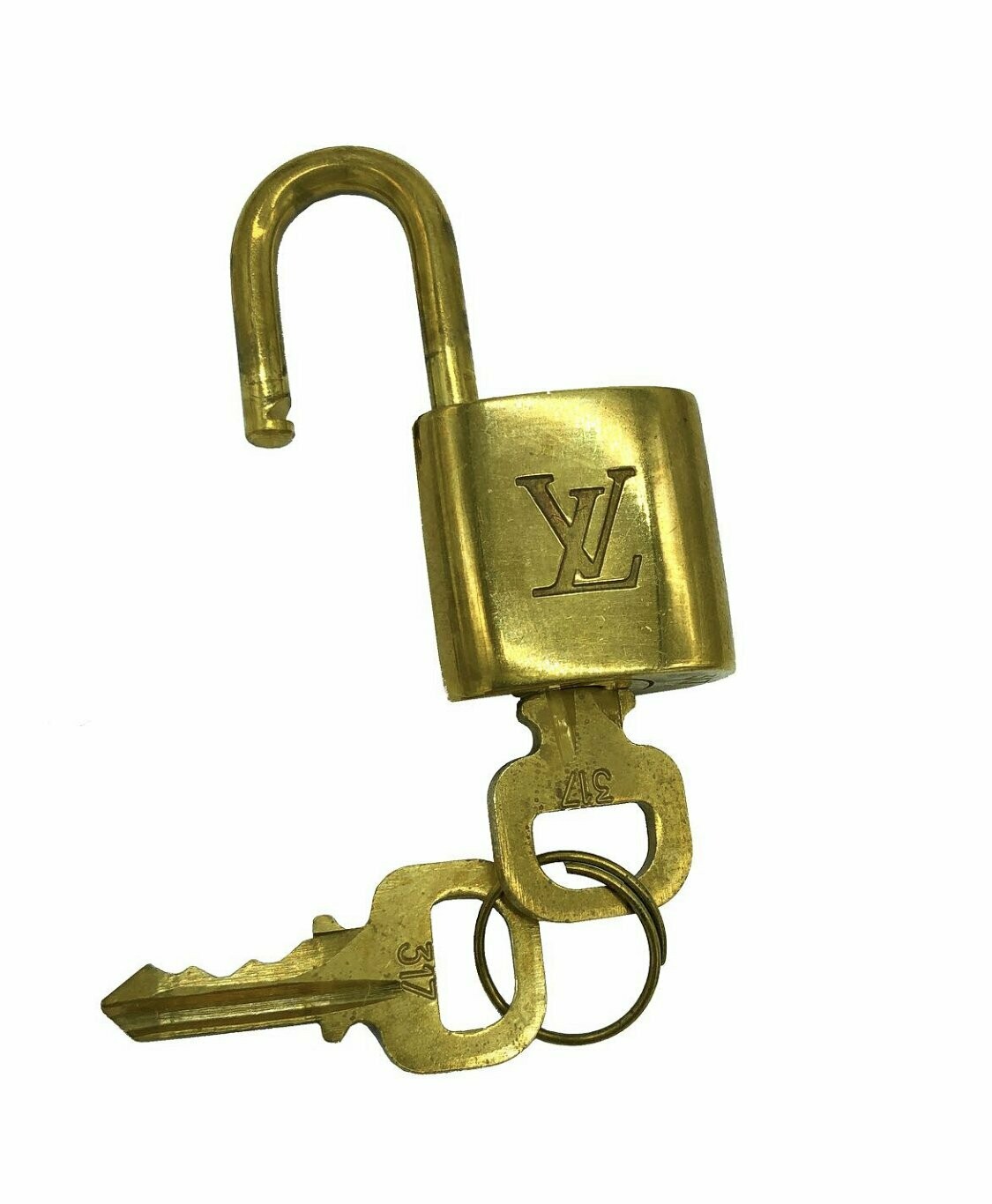 Louis Vuitton Gold Tone Vintage Padlock and Keys