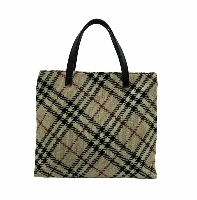 Burberry Wool Plaid Classic Check Top Handle Tote Burberry Wool Plaid Classic Check Top Handle Tote