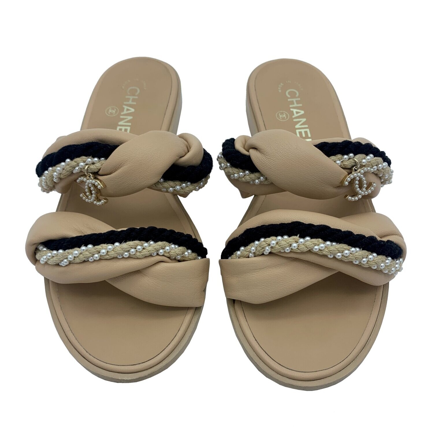 Chanel Beige CC Charm Slides UK 5