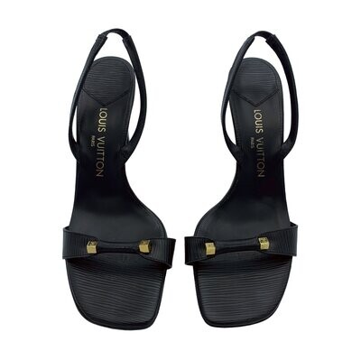 Louis Vuitton Dice Design Black Epi Leather Slingbacks UK6