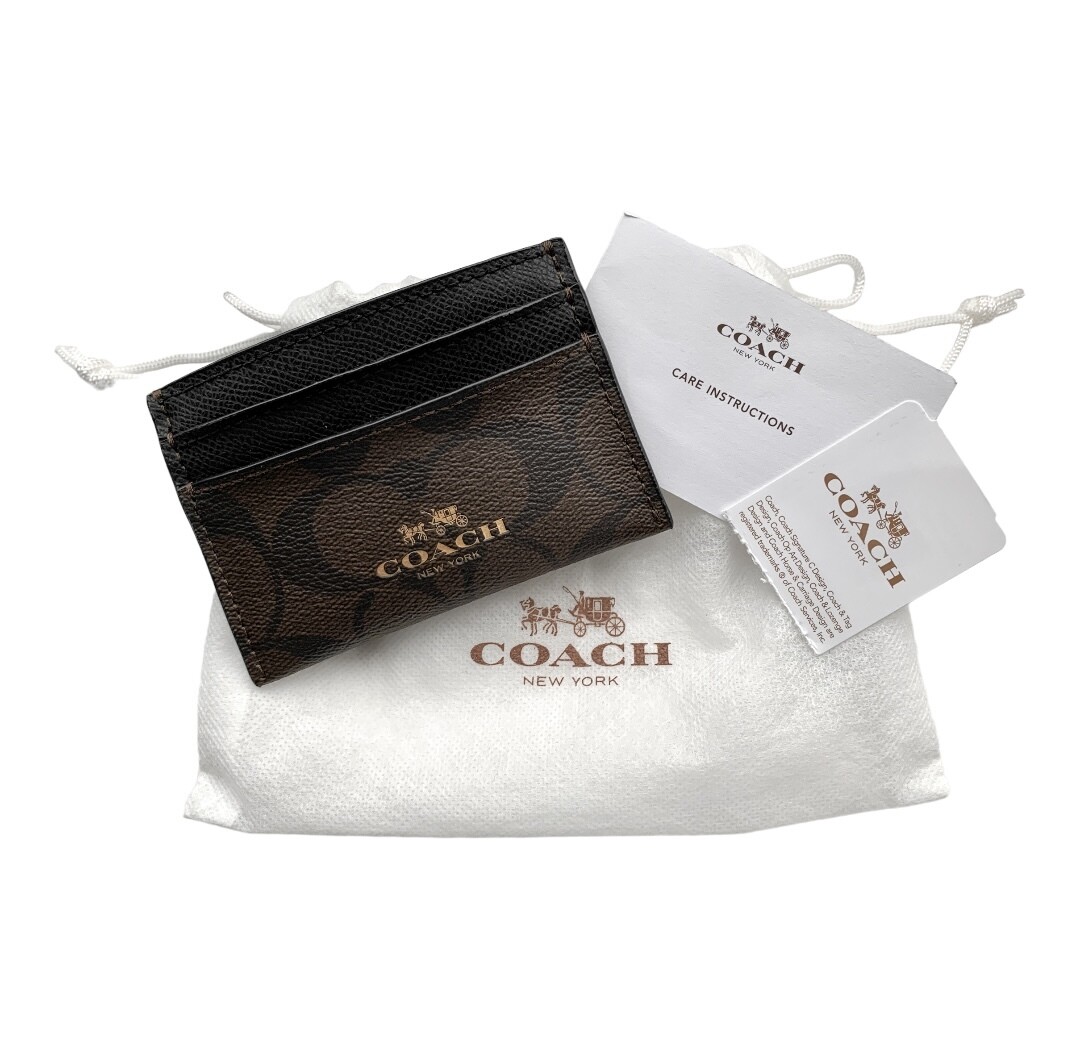 brown coach card holder