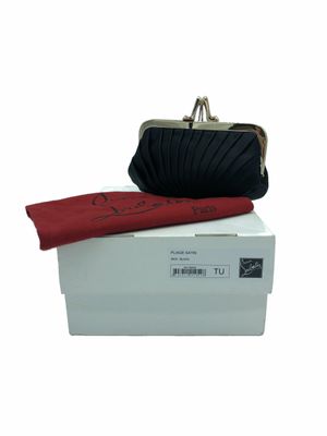 Christian Louboutin Pliage Satin Black Clutch