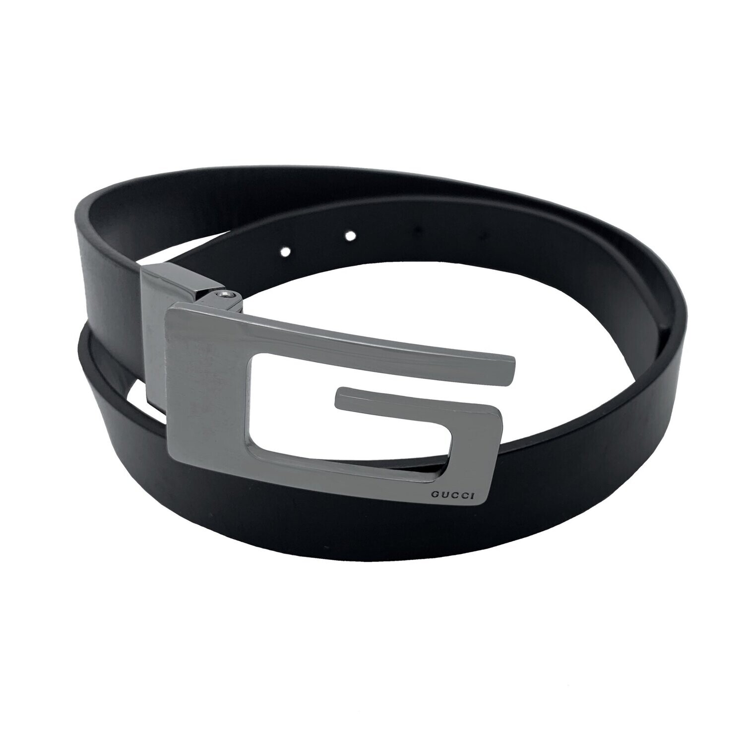 Gucci Unisex G Logo Black Leather Belt Gucci Unisex G Logo Black Leather Belt