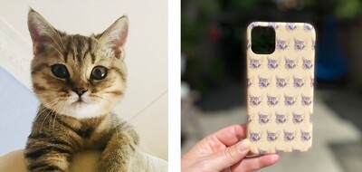 Beanie case-cat phone case-kattenkopjes hoesje-telefoonhoesje kat-kattenpatroon-poes op je hoes-hopshopnl