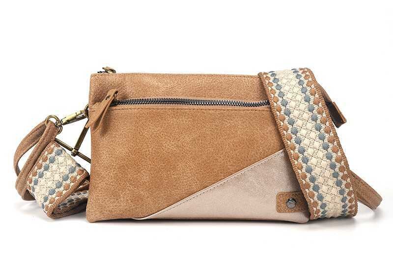 crossbody bag 22 x 16 cm with spacious compartments and beautiful vegan leather surfaces