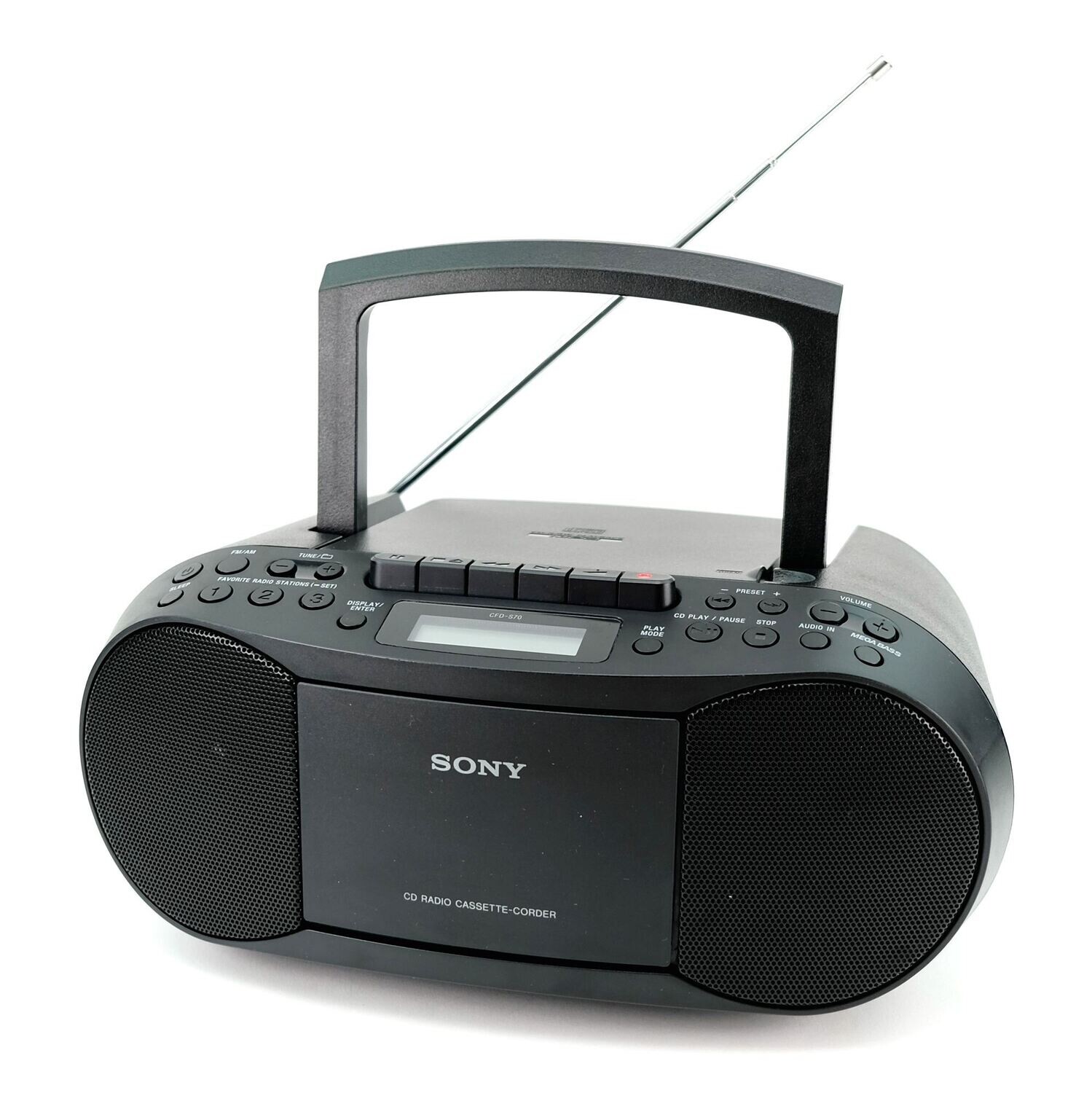 Sony Boombox Portable CD and Cassette Player With AM/FM Radio CFDS70 black