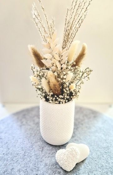 Vase "Riffel" hoch mit Trockenblumen