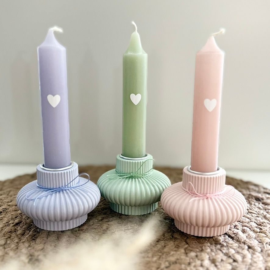 Kerzenständer "Riffel bunt" mit Tülle