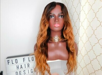 ombre chocolate brown/ strawberry blonde wig