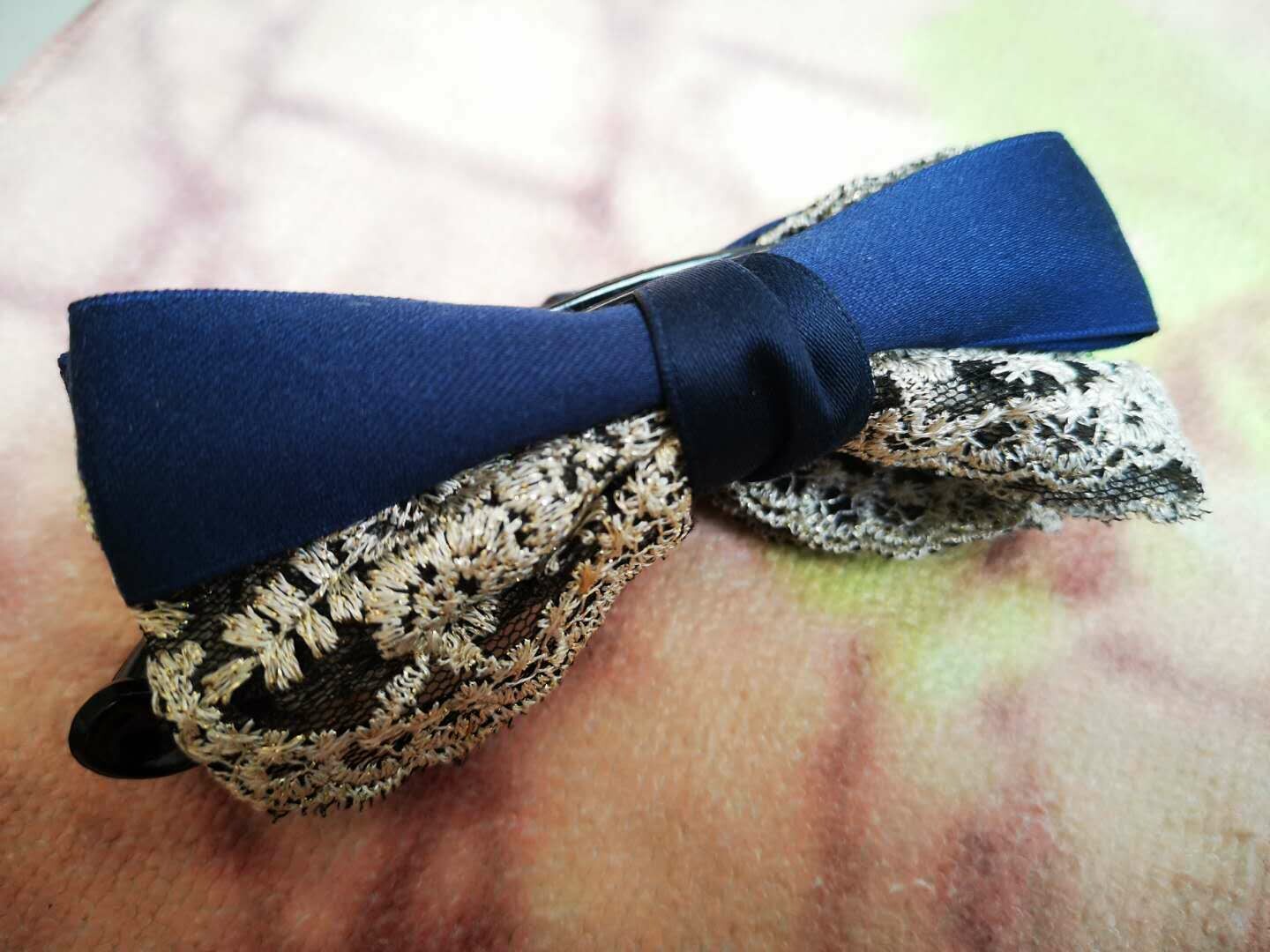 Blue Lace Ribbon Banana Clip (003-2)