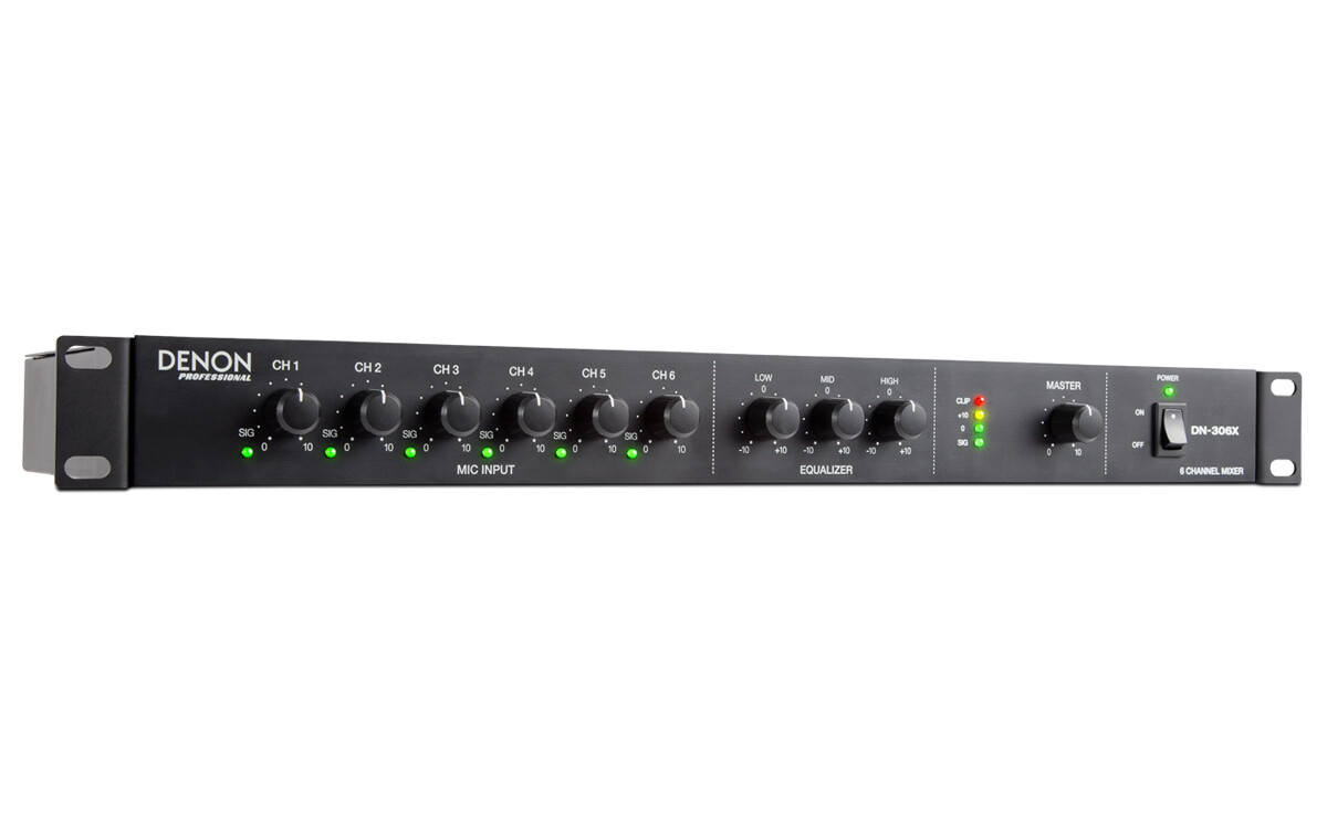 DN-306X6-Channel Mixer with Mic 1 Priority