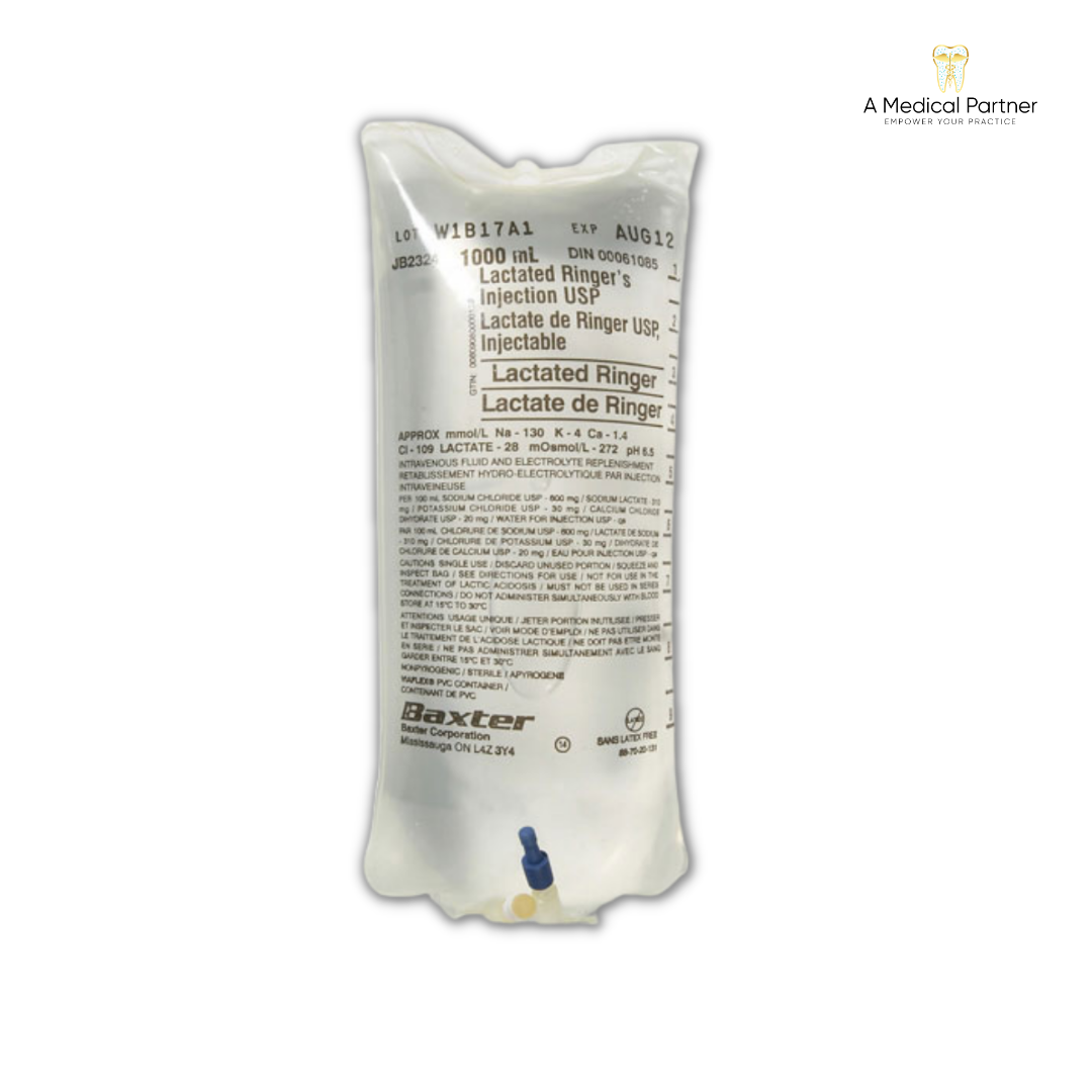 Lactated Ringer 1000ml Bag For Injection USP - Case of 12