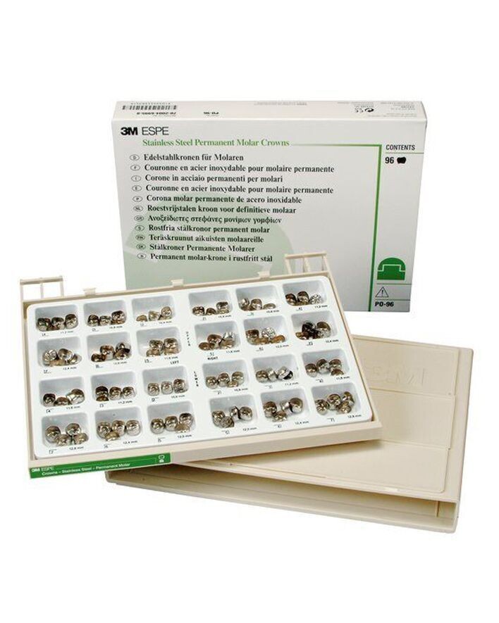 3M, CROWN MOLARS, PERMANENT, STAINLESS STEEL, SET OF 96