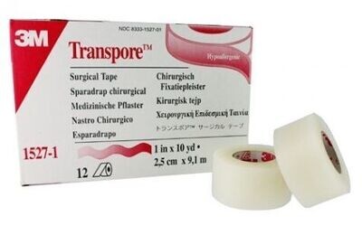 3M, SURGICAL TAPE, 1/2", TRANSPORE, EA